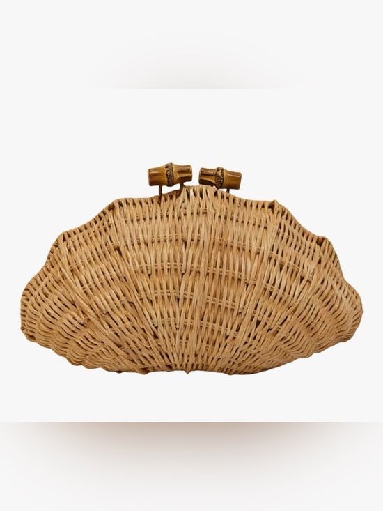 Handbags - NEW Hand-woven Shell Shaped Rattan Clutch Bag Summer Straw Clutch Purse Beach